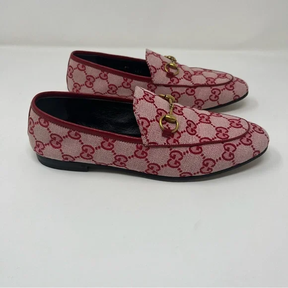 GUCCI JORDAAN CANVAS GG MONOGRAM HORSEBIT LOAFERS IN RED SIZE 37 - Picture 9 of 15